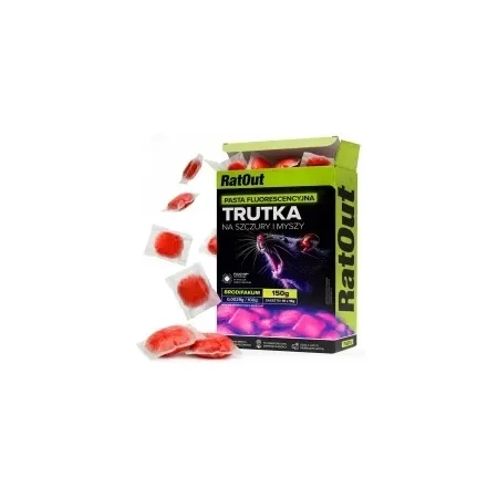 RatOut® Brodifacoum fluorescerende lokaaspasta tegen muizen en ratten – 150 g